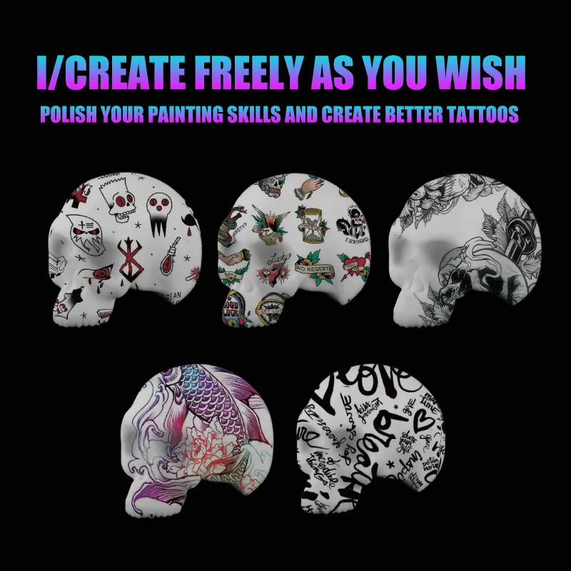 3D Skull Tattoo Practice Skin  - Beauty Makeup Training ulasan dan harga
