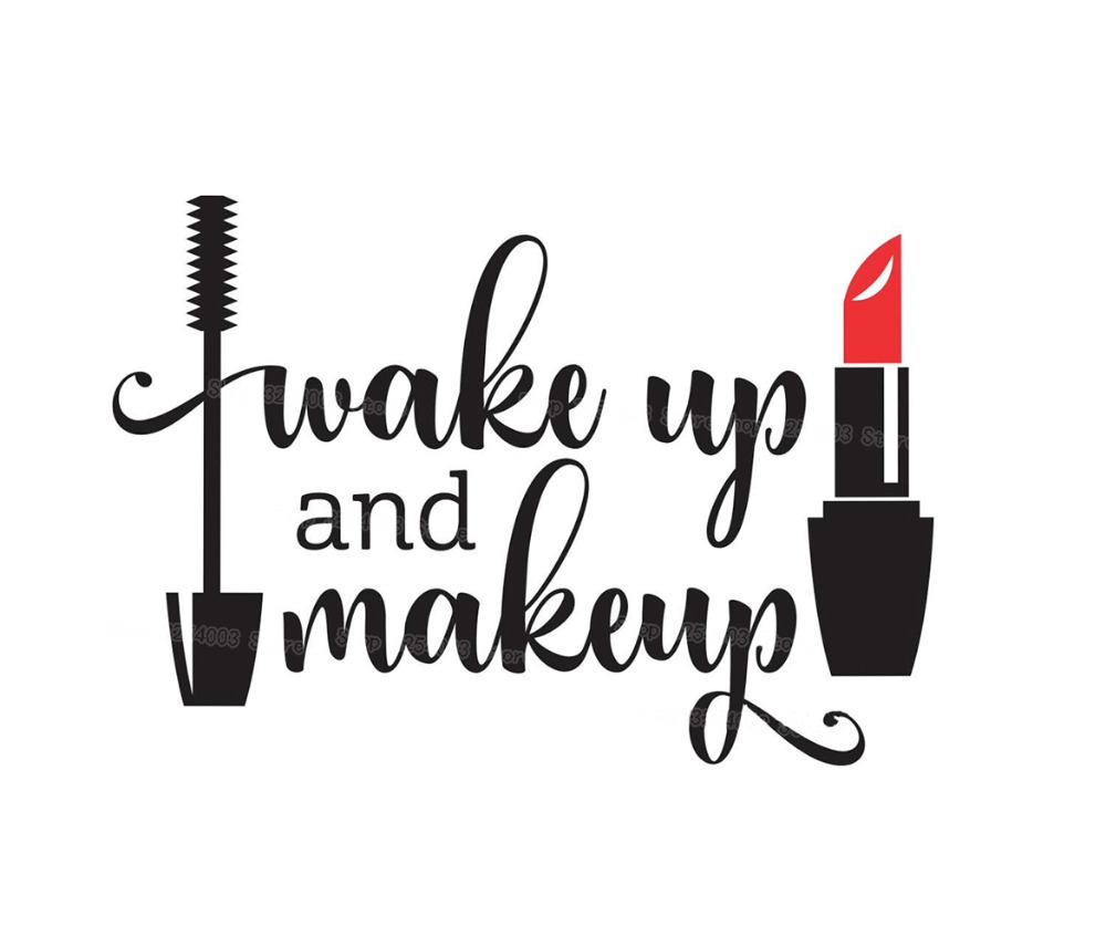 Wake Up and Makeup Vinyl Wall  - Beauty Makeup Girl ulasan dan harga