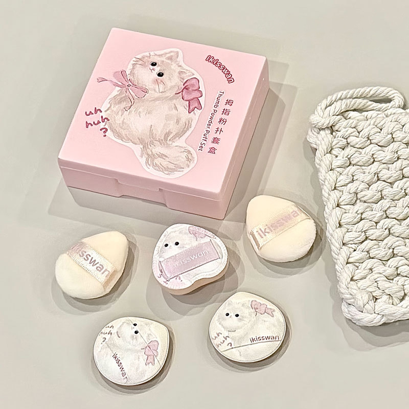 5Pcs Cute Mini Finger Puff Set - Beauty Makeup Sponge ulasan dan harga