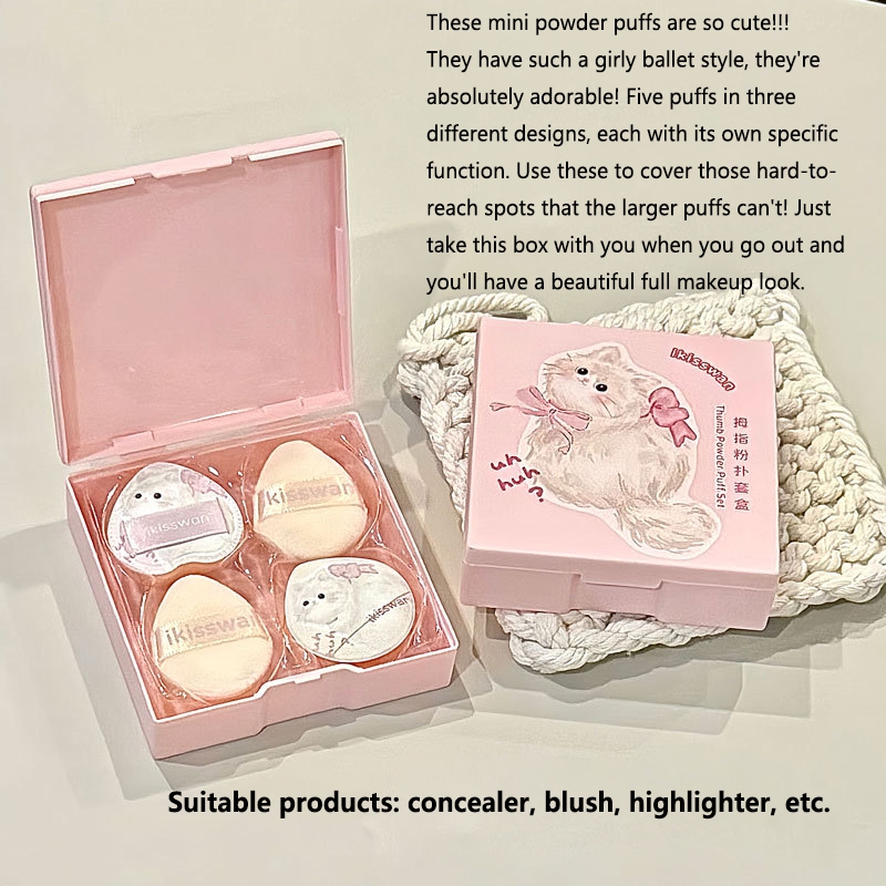 5Pcs Cute Mini Finger Puff Set - Beauty Makeup Sponge ulasan dan harga