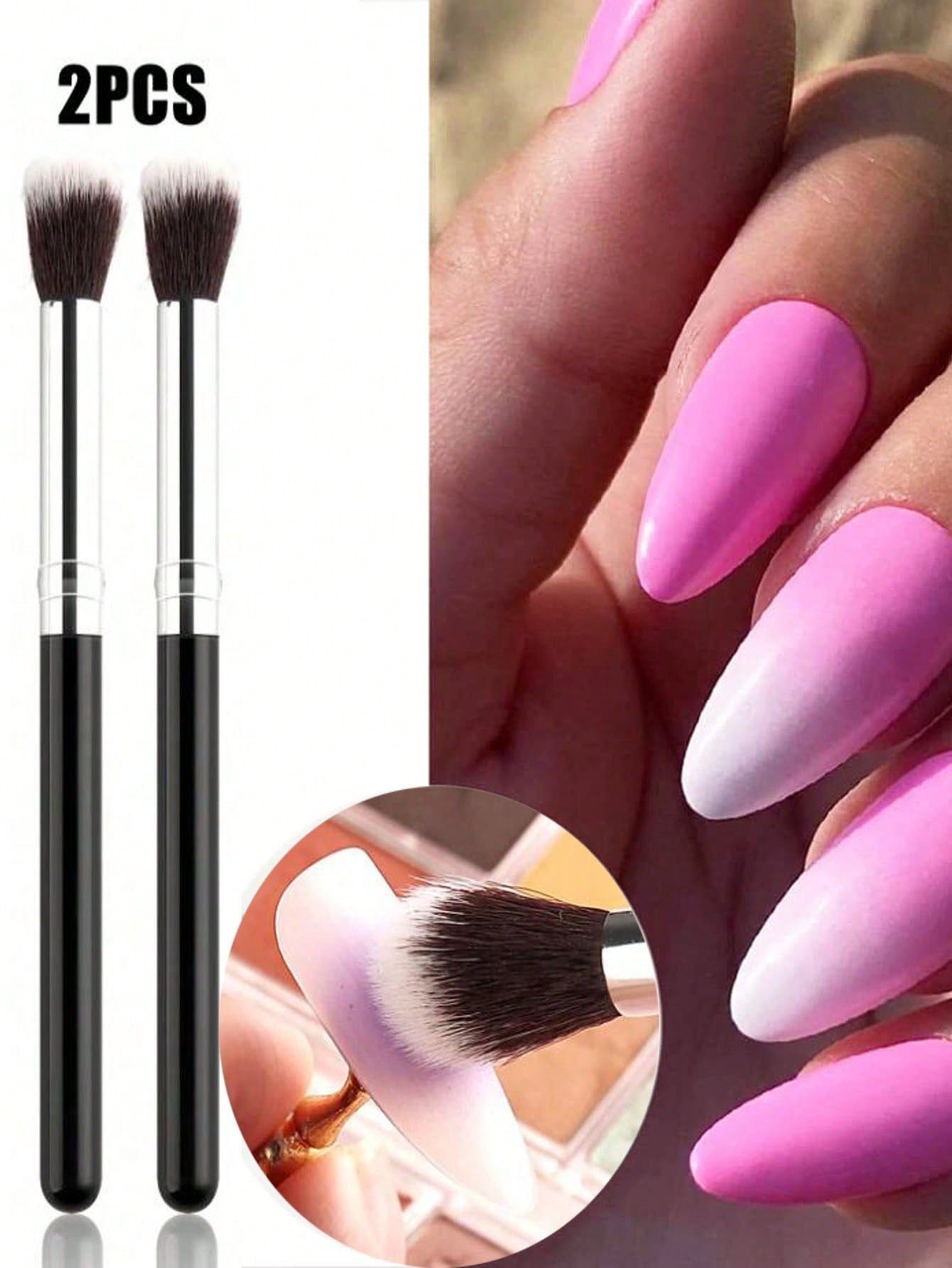 2Pcs Ombre Nail Art Brush Set  - Beauty Makeup Background ulasan dan harga