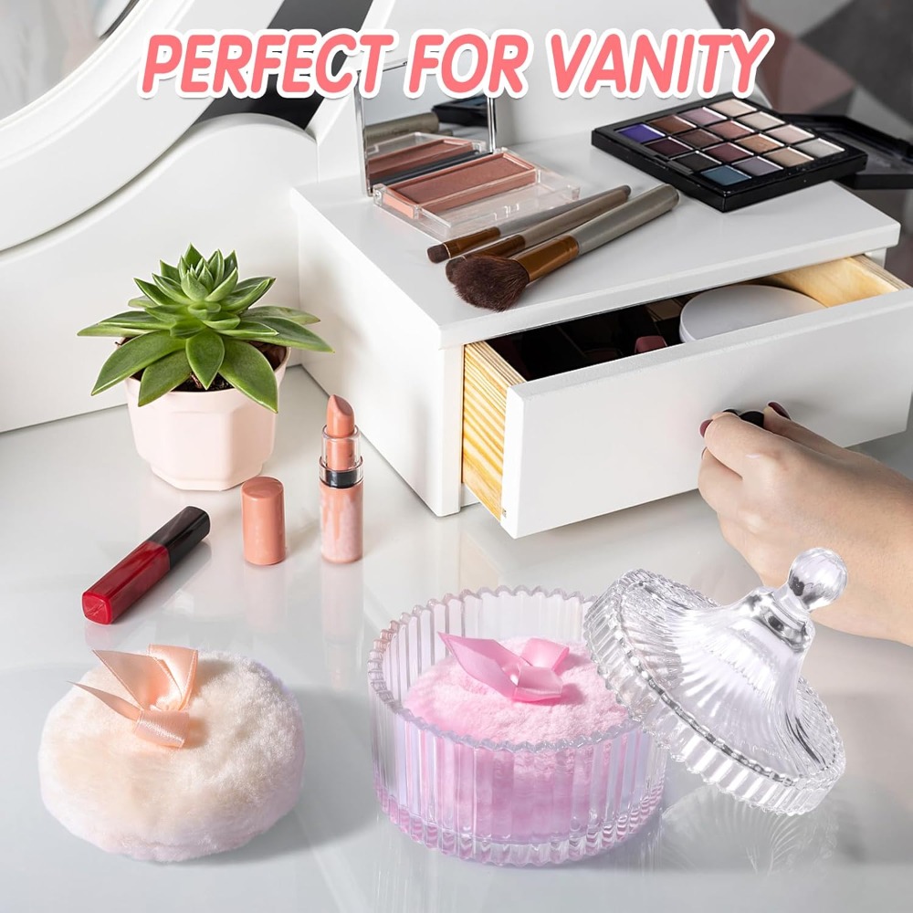 Powder Puff with Glass Storage - Beauty Makeup Tool Collection ulasan dan harga