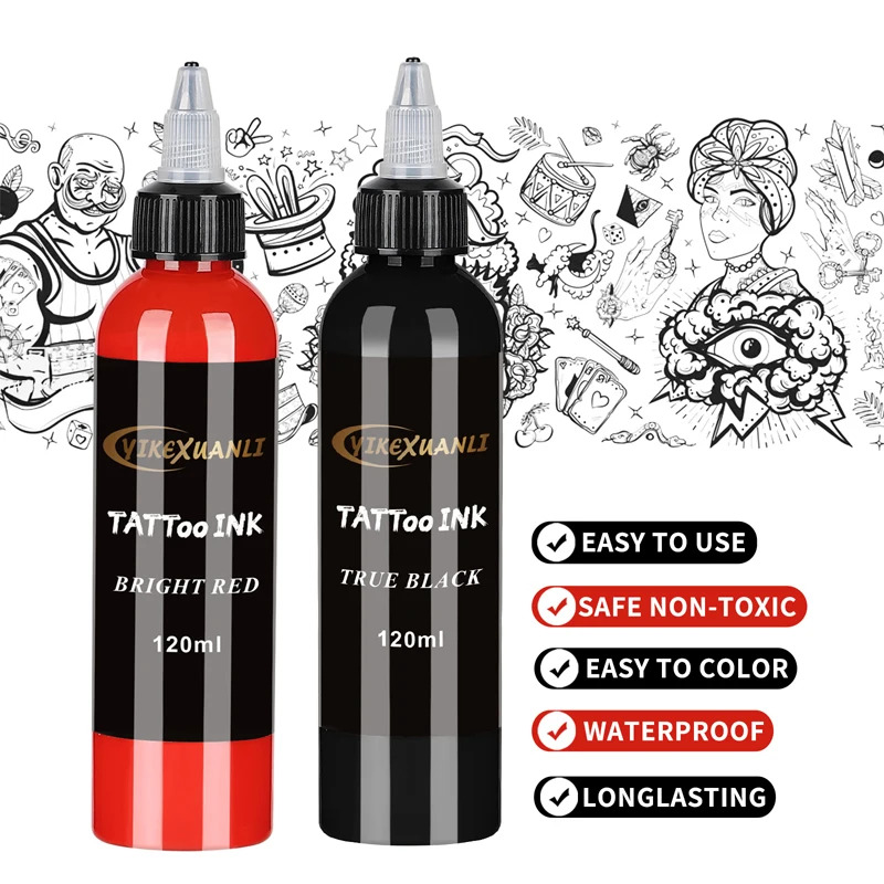 120ml Red/Black Tattoo Ink Pig - Beauty Makeup Kit Box ulasan dan harga
